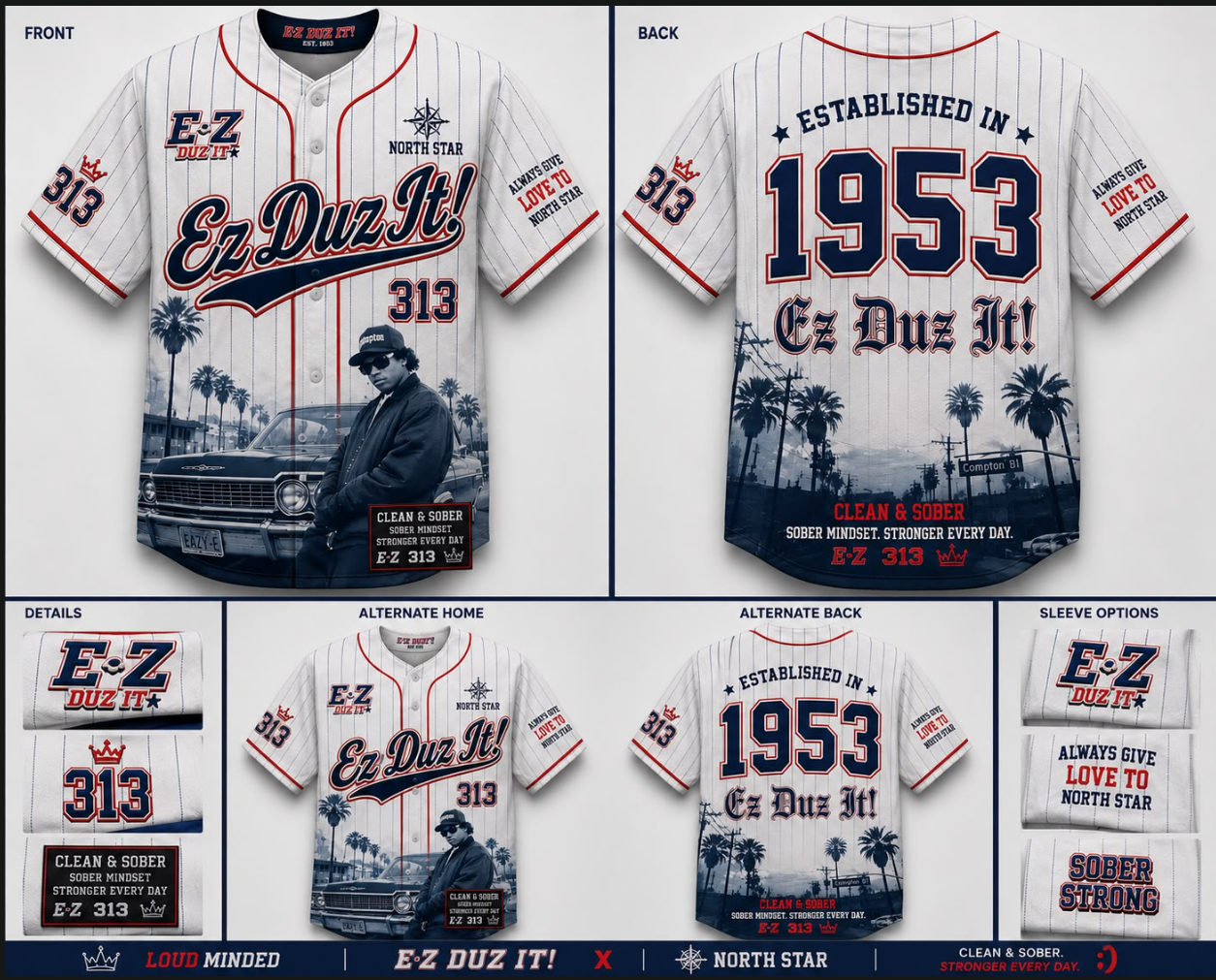 "EAZY DOES IT" SOBER LEAGUE BASEBALL JERSEY