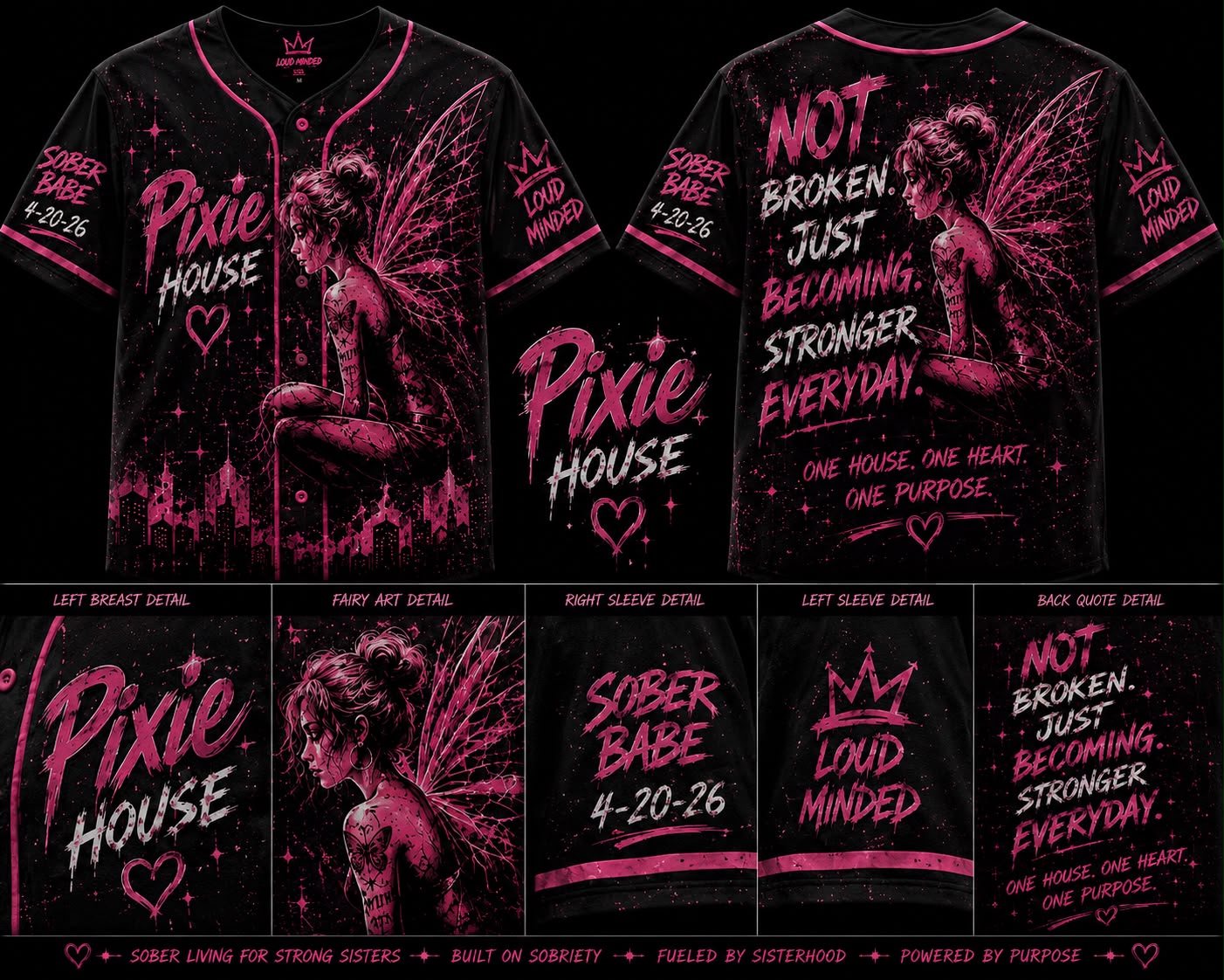 "PIXIE HOUSE" SOBER BABE BASEBALL JERSEY